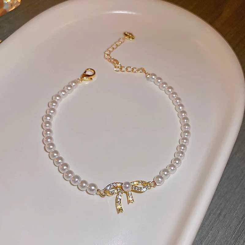 Łańcuch luksusowy złoty kolor krążkowy krowa regulowana bransoletka perłowa dla kobiet ślub ślubny