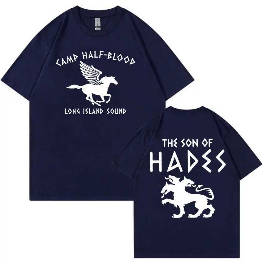 T-shirts masculins Percy Jackson Camp Halm Blood Graphic T-shirt Men O-Colk Retro Fashion Coton T-shirt Unisexe Tshirts surdimensionnés décontractés Strtwear T240425