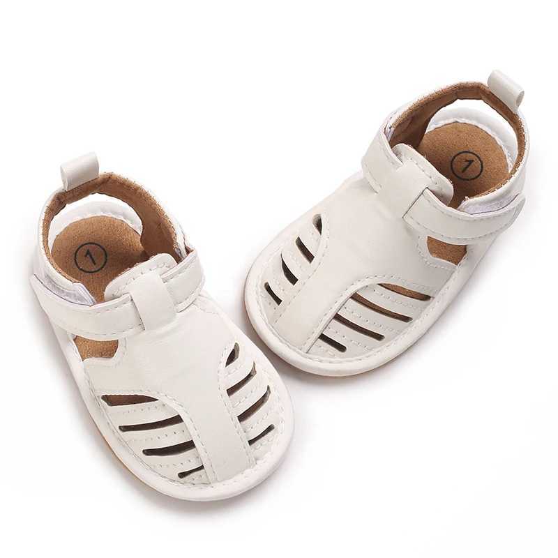 Sandalen Haishi Neugeborene Babyschuhe für Jungen und Mädchen Sommer PU Weiche Gummi-Sohle Anti-Slip-Baby Erster Schritt Wanderschuhe Baby Sandalen 0-18ml240429