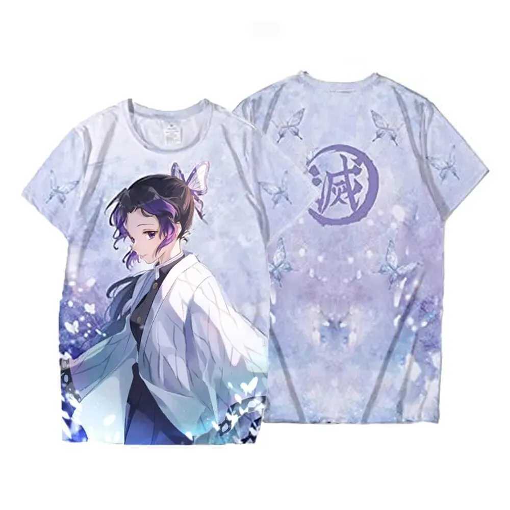 T-shirts Nieuwe Summer Fashion Anime Devil Killer Kochou Shinobu 3D T-Shirt Childrens Casual T-Shirt Boys and Girls Unisex Clothing Extra grote T-shirtl2404