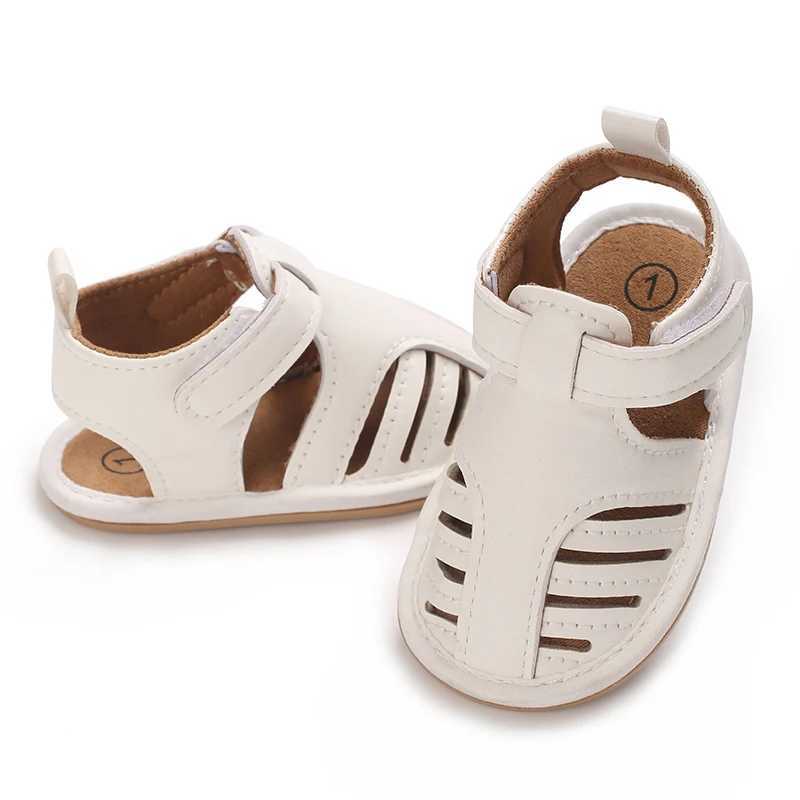 Sandalen Haishi Neugeborene Babyschuhe für Jungen und Mädchen Sommer PU Weiche Gummi-Sohle Anti-Slip-Baby Erster Schritt Wanderschuhe Baby Sandalen 0-18ml240429