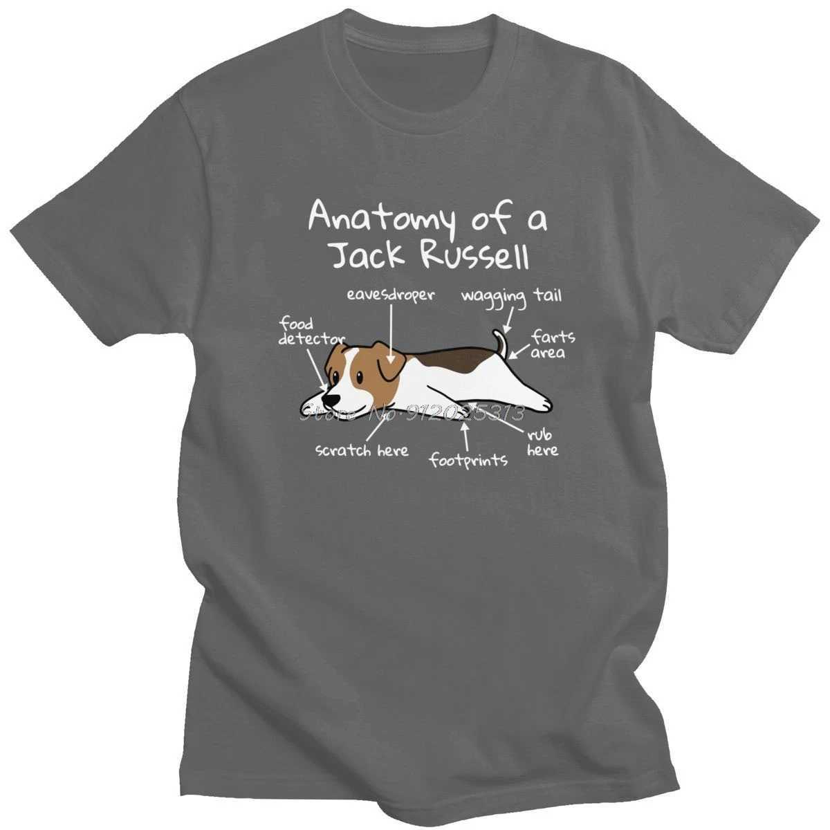 Męskie koszulki męskie anatomia koszulka Jack Russell Terrier Krótka bawełniana bawełniana tshirt letnia właściciel psa
