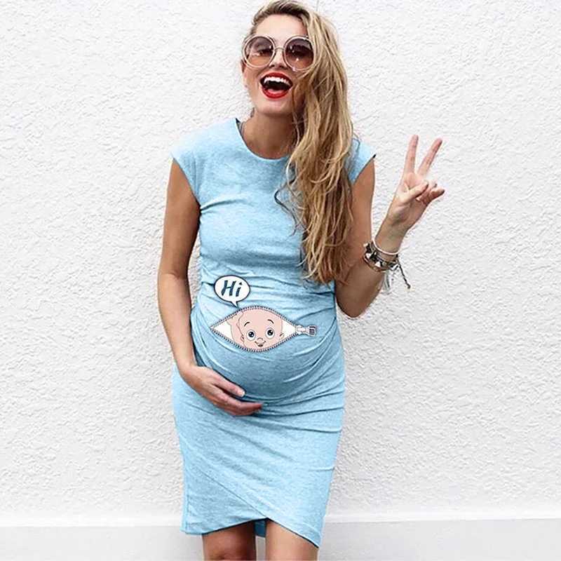 Maternity Dresses Cute Pregnant Womens Dress Loose Casual Clothing Plus Size Q2404271