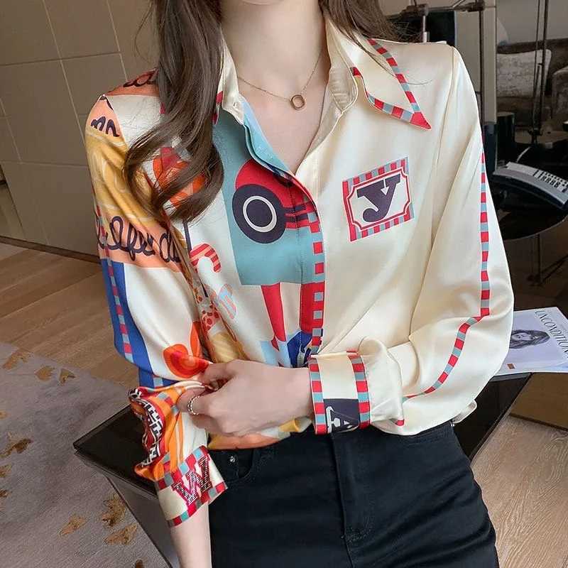 Women's Blouses Shirts Women Spring Autumn Style Blouses Shirts Lady Casual Long Slve Turn-down Collar Printed Blusas Tops WY1033 Y240426