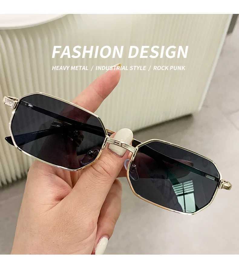 Sonnenbrille schmale Männer Sonnenbrille Mode rechteckige Damen Metall Luxus Marke 2024 Klassische Oculos Maskulino -Brille UV400 H240429