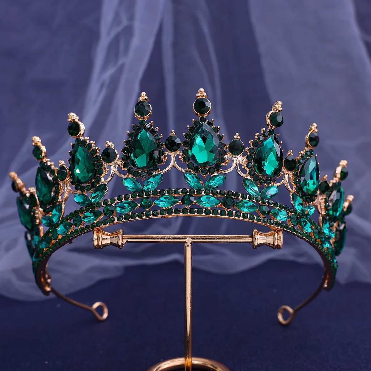 Tiaras Princesa Full Rose Red Crystal Tiara Crown para mujeres Boda de boda elegante para el cabello nupcial Accesorios de joyería