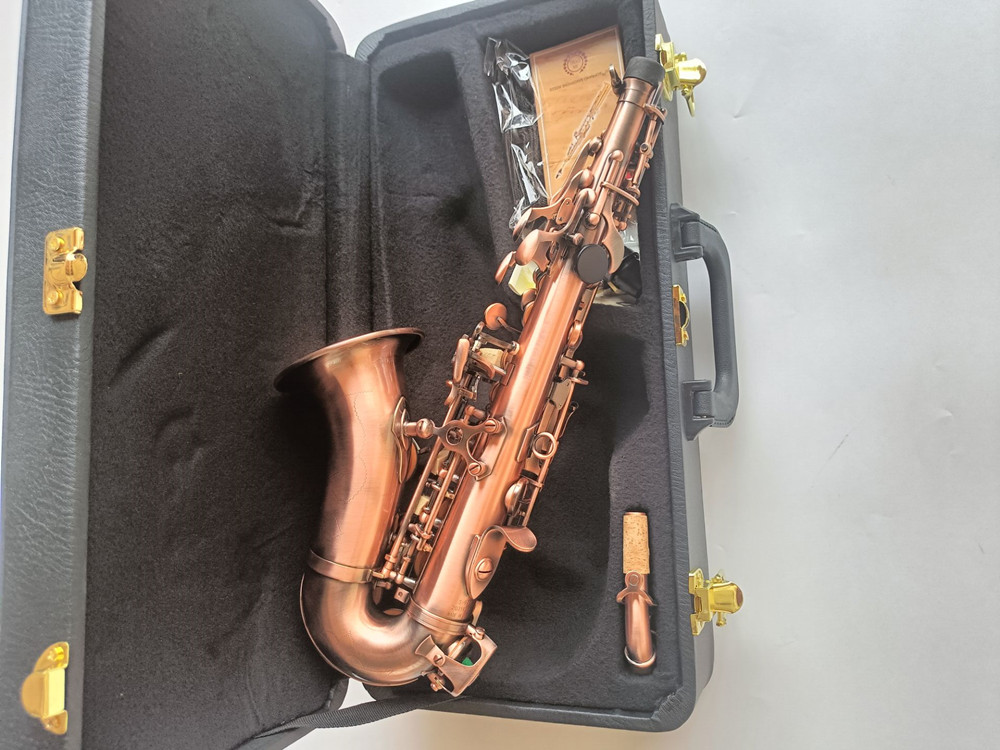 Nouveau saxophone soprano incurvé S-991 Red Antique Copper Professional
