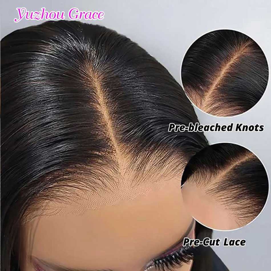 Synthetische pruiken 13x6 High-Definition Lace voorpruik rechte matte 250 Dichtheid Human Hair Pre-vergoeding Yuzhou Grace Q240427