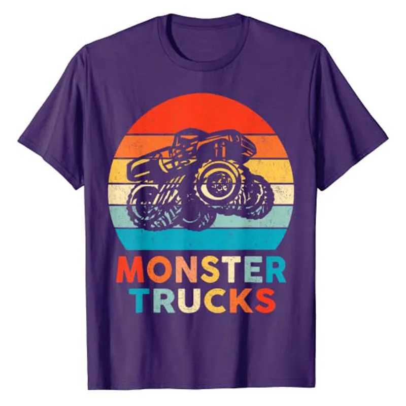 T-shirts masculins Camion monstre pour les tout-petits adultes garçons girls enfants t-shirt mignon camion amateur graphique t-shirt y2k top top à manches courte givell2403