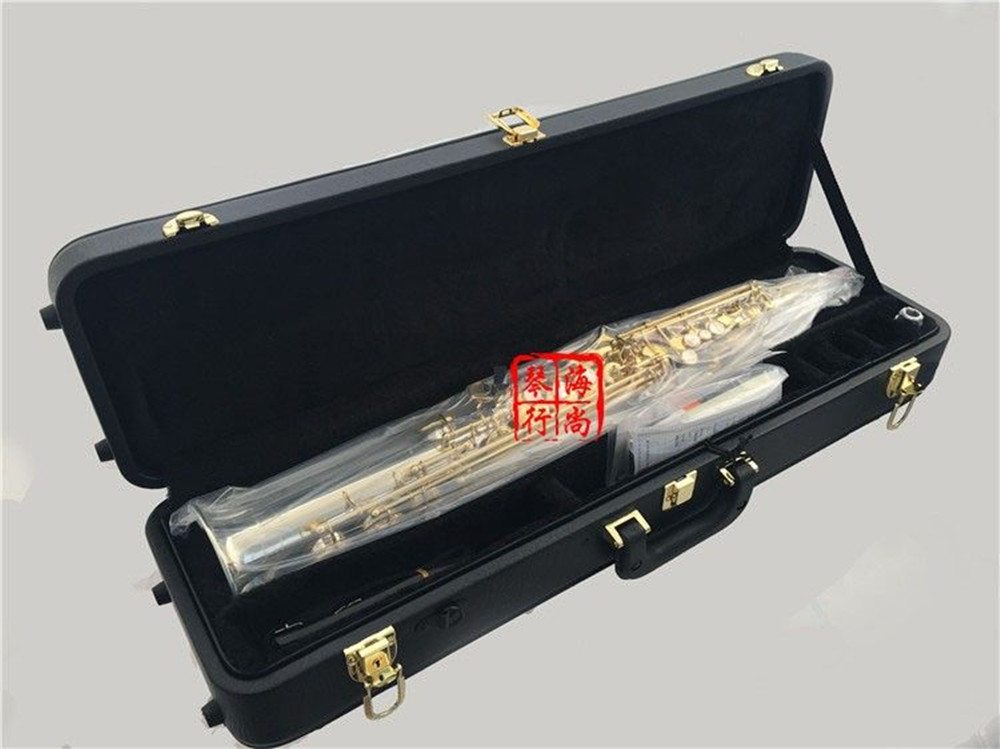 Top Nieuwe S-9930 B Flat Soprano Saxophone Silring en Gold Key Rechte Sax Musical Instruments Professional Level