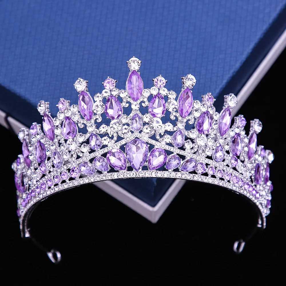 Tiaras New Luxury Opal Crystal Tiara for Women Wedding Birthday Party Robe Gift Elegant Queen Bridal Bride Crown Accessoires
