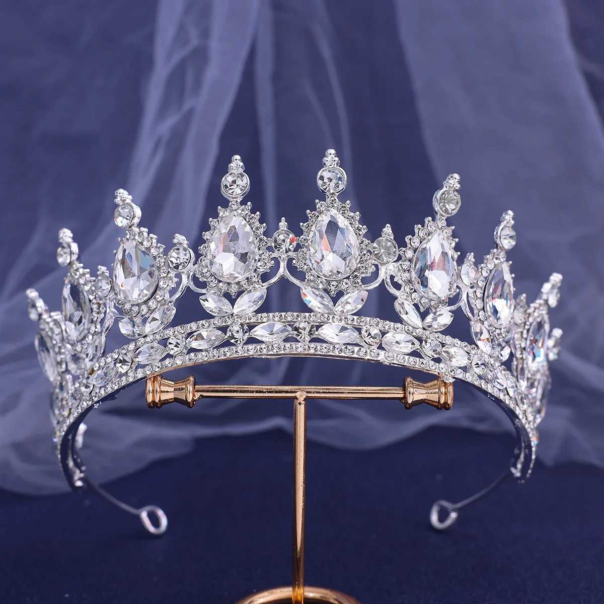 Tiaras Princess Full Rose Red Crystal Tiara Crown For Women Girls Wedding Elegant Bridal Hair Dress Party Bijoux Accessoires