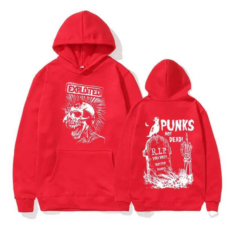 Sweats à capuche masculine Sweatshirts Rock Band The exploited Not Dead Pullover Hoodie Mens Fashion Hip Hop Sweatshirts Unisexe Punk rétro surdimensionné Strtwea T240428