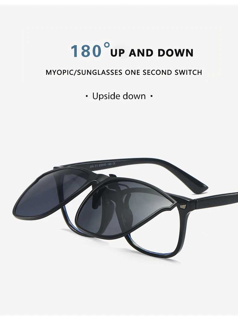 Occhiali da sole clip polarizzato su uomini conducente auto occhiali visione notturna Anti Glerat Vintage Square Oculos H240429