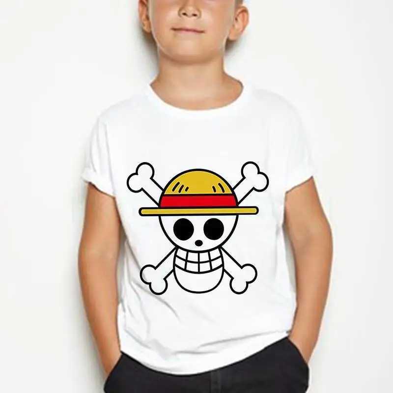 T-shirts Zomerjongens/meisjes Casual cavai cartoon katoen Japans anime één stuk kinderen korte mouwen t-shirtl2404