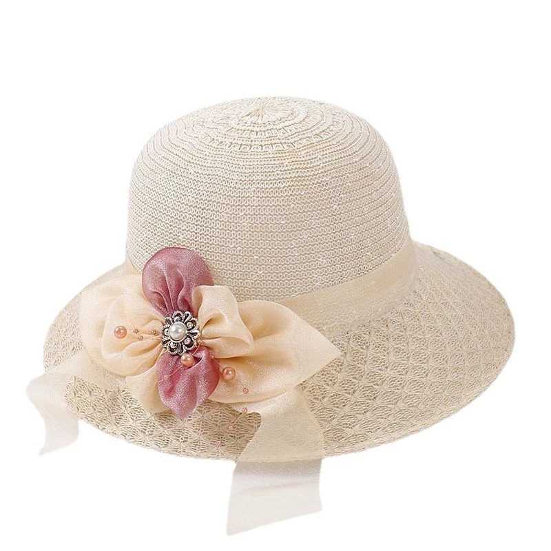 Chapeaux à bord large chapeaux de seau pliant pêcheur Str Bow chapeau féminin pour femmes doux vacances d'été loisir de vacances fashion fashion bucket beach chapeau j240429