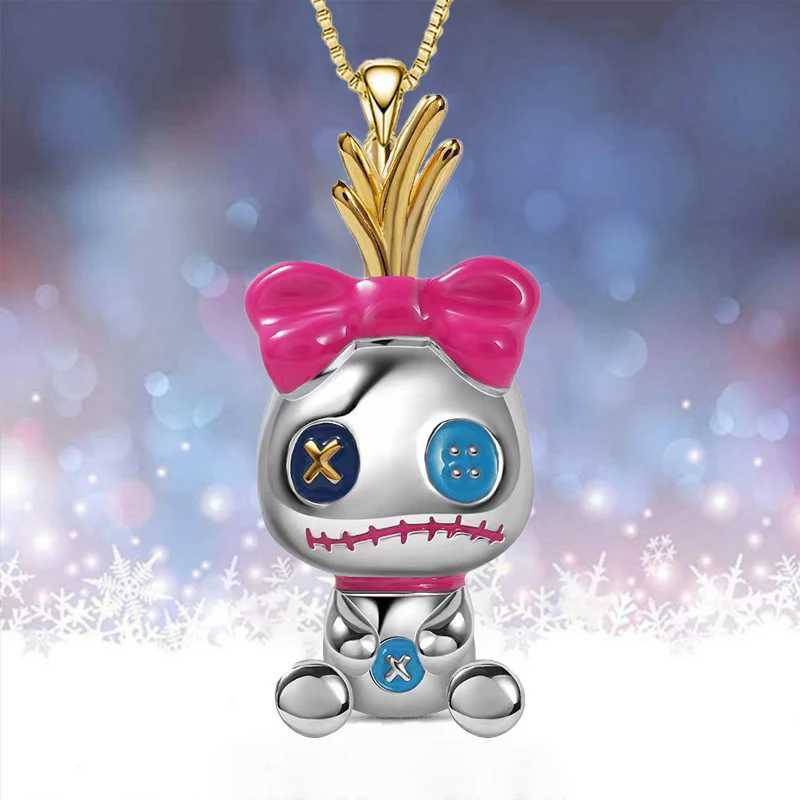 Подвесные ожерелья аксессуары для женщин Прекрасное смешное призрак -кукол Цирк -клоун Ожерелье для женщин розовый лук мультфильм.