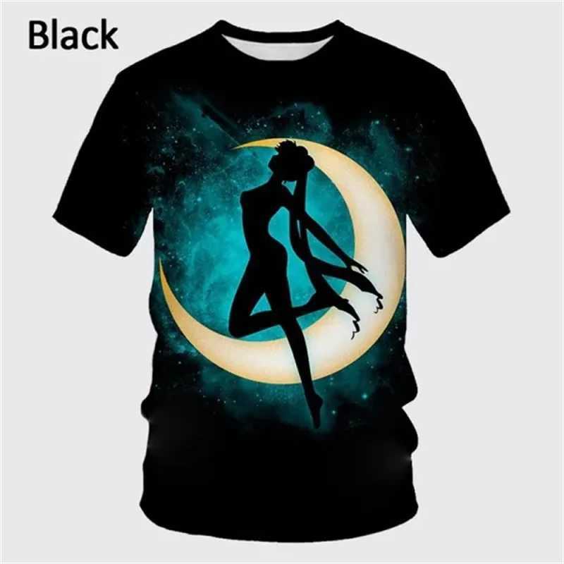 T-Shirts New Sailor Moon Anime 3D-Druckmädchen Kurzarm T-Shirt Casual O-Neck Anime Sailor Moon Childrens Unisex Kurzarm T-Shirtl2404