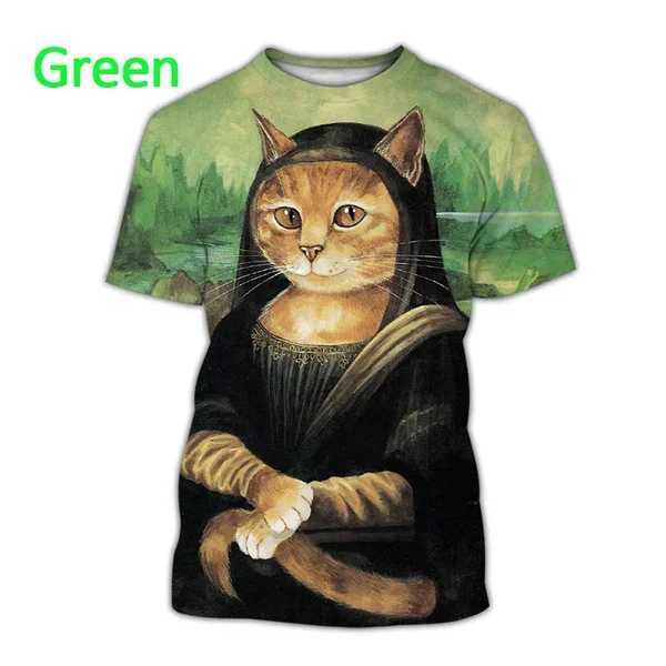 T-shirty Summer Fashion Funny Street Style Pullover Cute Cat T-shirt T-shirt Kreatywny 3D Druk T-shirt unisex okrągła szyja T-shirtl2404