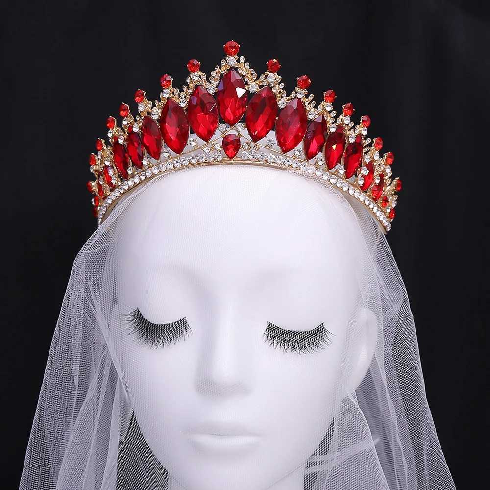 Tiaras baroccia di cristallo verde corona corona di lusso Principessa regina Rhinestone Tiara Wedding Accessori capelli capelli set di gioielli