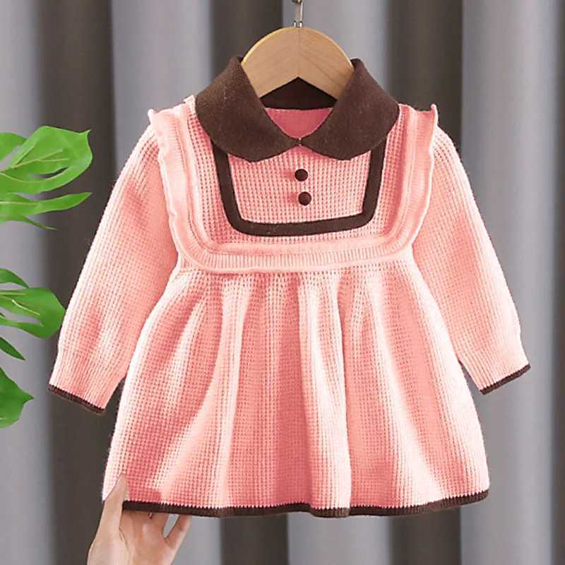 Robes de fille Nouveau automne pour bébés hiver filles robe pull tricotée princesse élégante pour tout-petits-enfants robes chaudes