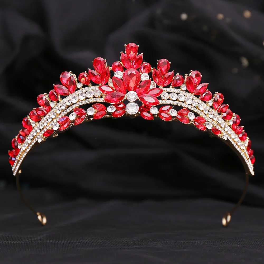 Tiaras Korean Grüne Blau Opal Kristall Prinzessin Krone für Frauen Hochzeit Luxus Königin Prinzessin Brautparty Tiaras Haarzubehör