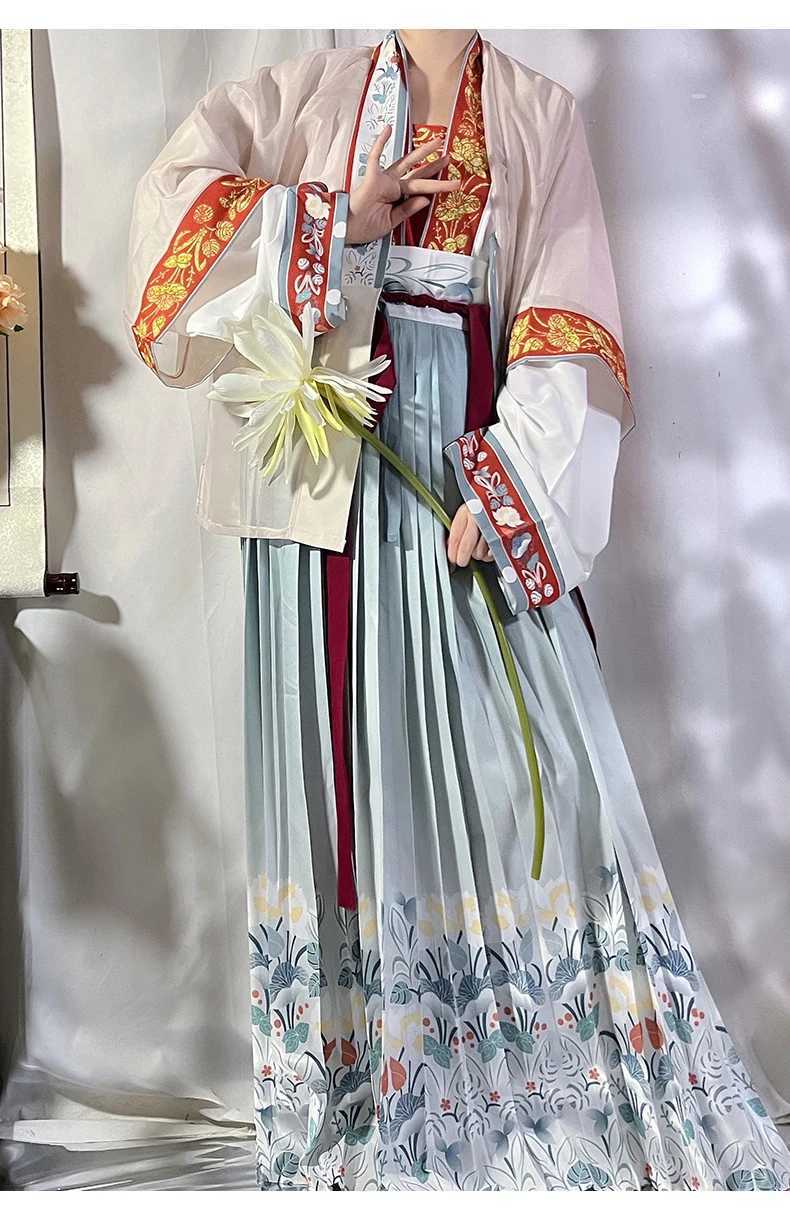 Vêtements ethniques Original Hanfu Femme Dynastie Ming Broidered Horse Face Pony Jupe quotidienne d'automne d'été