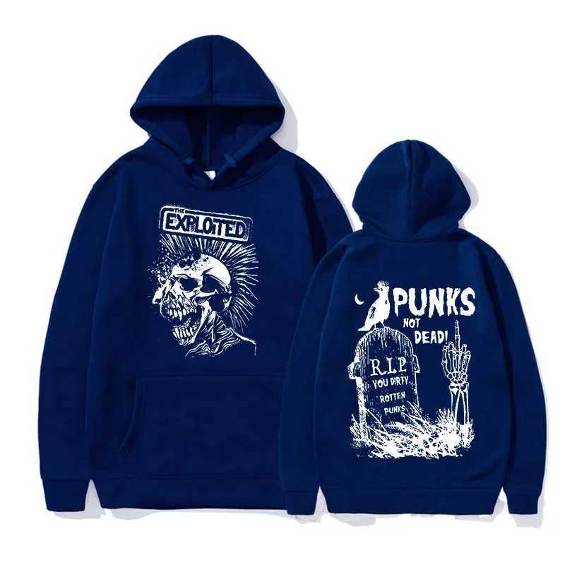 Sweats à capuche masculine Sweatshirts Rock Band The exploited Not Dead Pullover Hoodie Mens Fashion Hip Hop Sweatshirts Unisexe Punk rétro surdimensionné Strtwea T240428