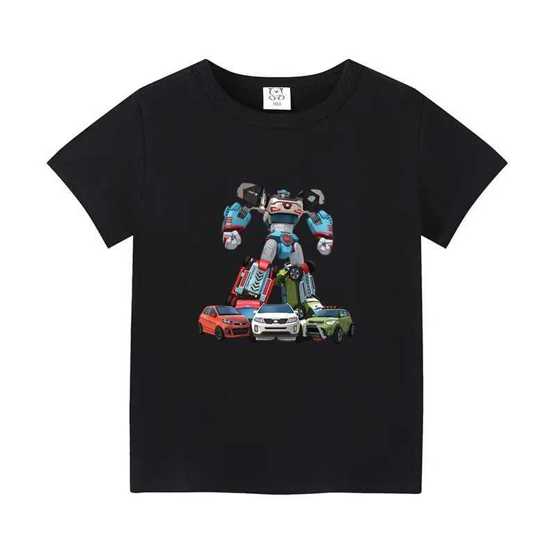 TシャツトボットエボリューショントランストランスロボットカープリントチルドレンTシャツ女の子服漫画の男の子と女の子のTシャツ夏の子供Topsl2404
