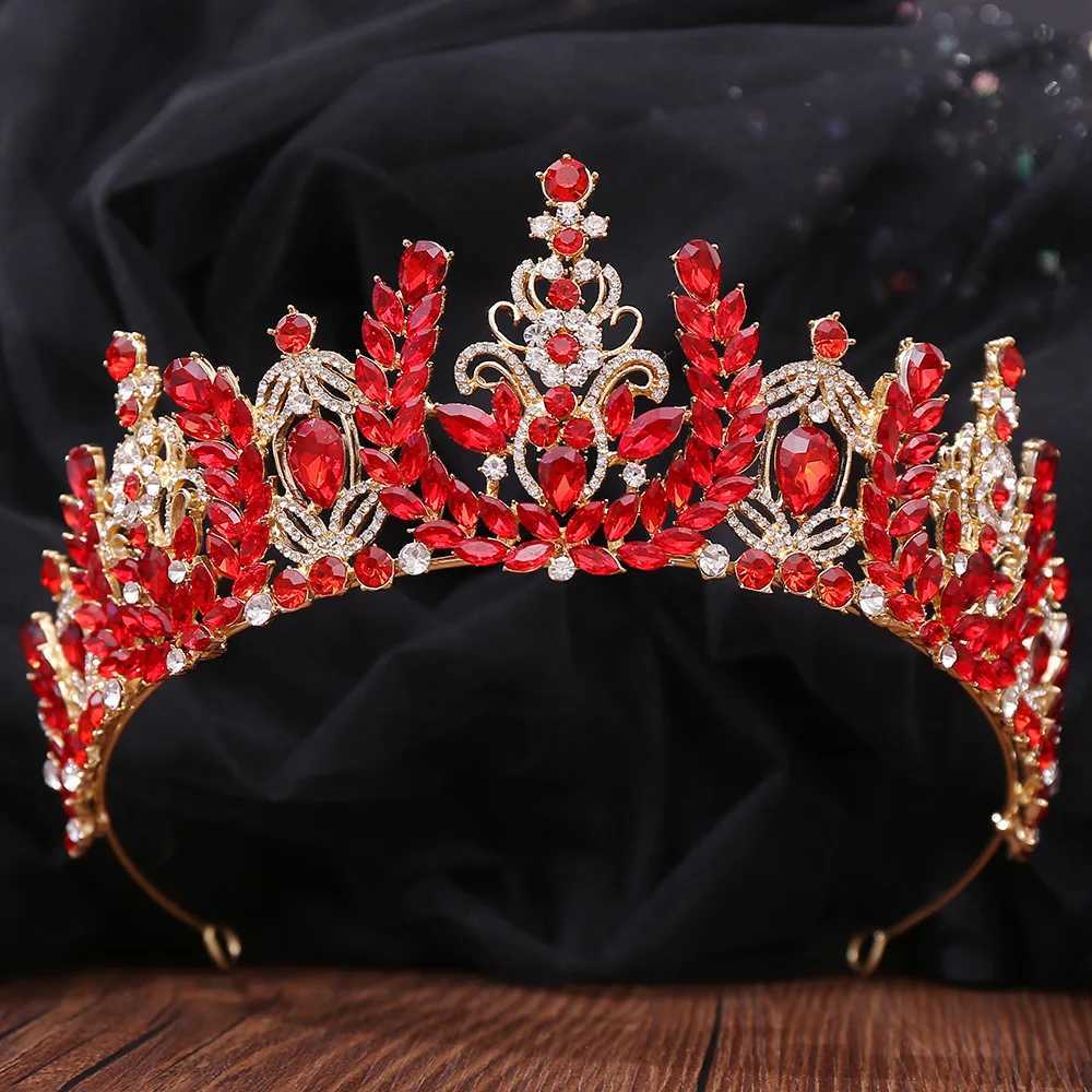 Tiaras 7 kleuren Luxe barokke opaal Crystal Tiara Crown For Women Wedding Party Dress Elegant Queen Bridal Bride Crown Headband