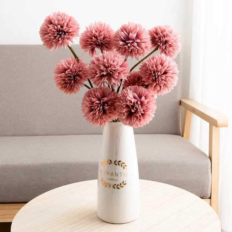 Suszone kwiaty sztuczne kwiaty bukiet hortensji do domowej sypialni dekoracje ślubne wazony wazon kwiaty aranżacja akcesoria