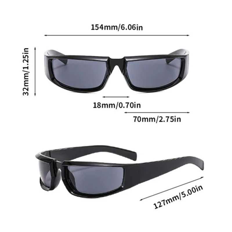 Lunettes de soleil Nouvelles hommes rectangulaires Y2K Femmes Fashion Emballage Round Mirror Sports Shades Designer des lunettes UV400 Sun Glasse H240429