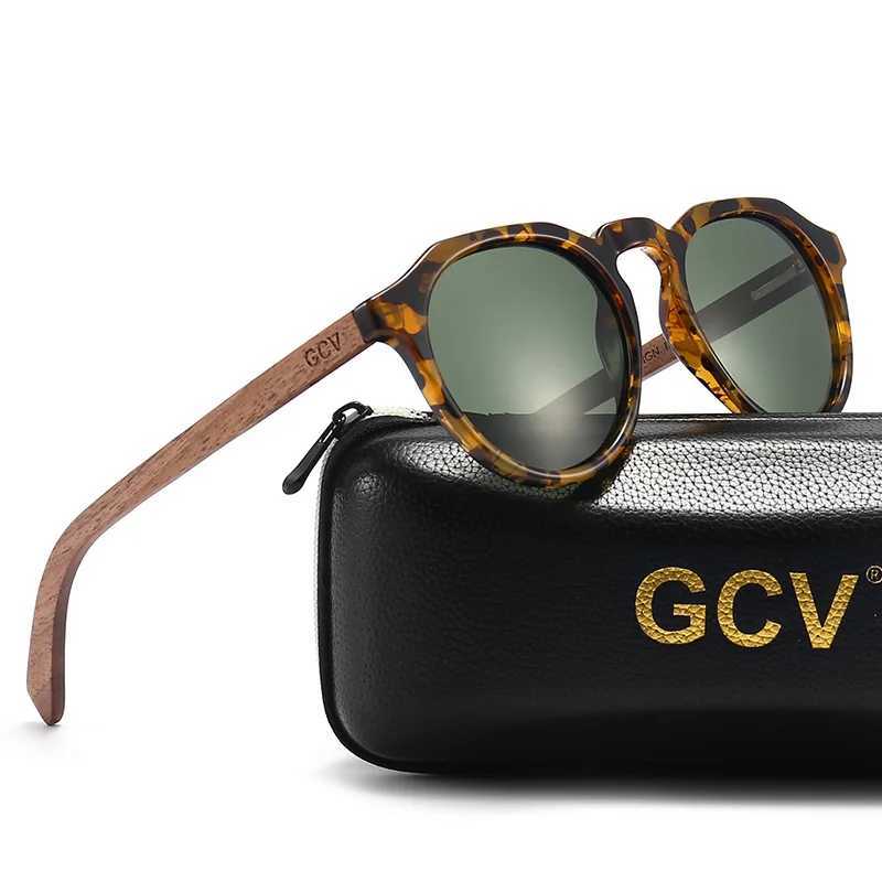 Sunglasses GCV brand high-end walnut wood eagle beak bean frame ultra light sunglasses with delicate and fashionable polarization for men women H240429