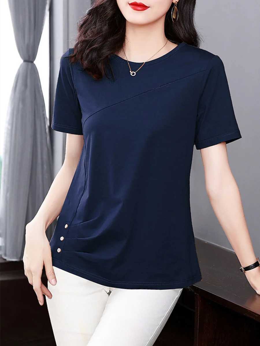 Camicette da donna camicie 5xl donne estate camicette di cotone camicette da donna lady fashion casual slve slve t-shirt t-shirt topas tops tops mm2069 y240426