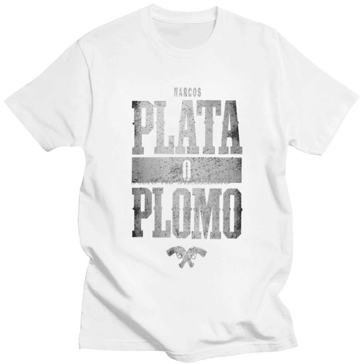 Herren-T-Shirts coole männliche Pablo Escobar T-Shirts Kurzes Slve Tops Crew Hals Cotton T-Shirt Casu Plata o Plomo T-Shirt Lose Fit Kleider Geschenk T240425