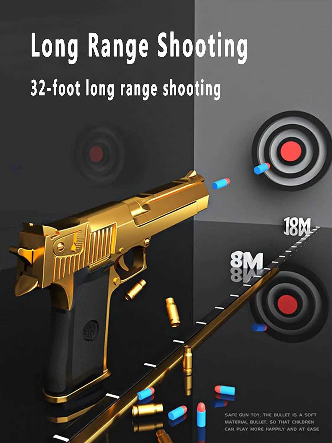 Gun Toys 2024. Childrens Toy Pistol Gold Desert Eagle Soft Bullet Gun M1911 Pistol Childrens Toy Gun T240428
