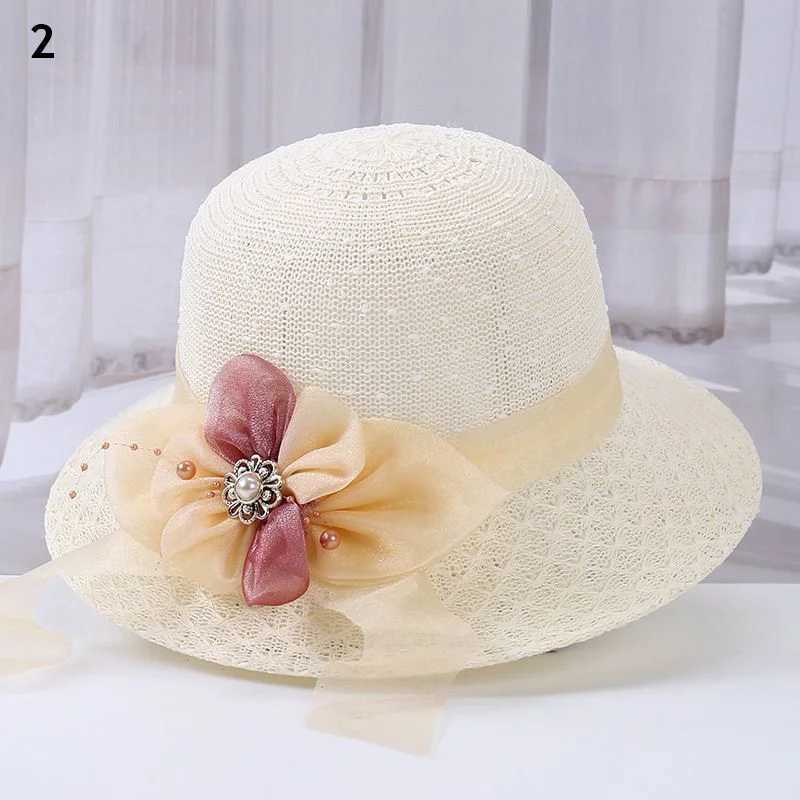 Chapeaux à bord large chapeaux de seau pliant pêcheur Str Bow chapeau féminin pour femmes doux vacances d'été loisir de vacances fashion fashion bucket beach chapeau j240429