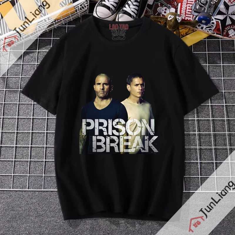 T-shirts masculins Michael Scofield Shirt Prison Rest Street Clothing TV Series Y2K Vêtements esthétiques T-shirt Surdimension