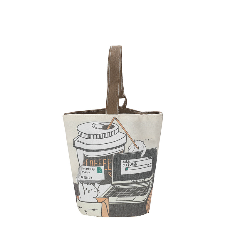 Borse in stile dipinto ad olio simpatico borsa a tracolla a tracolla a mano esterna nella borsa cartone animato Student Canvas Borsa all'ingrosso