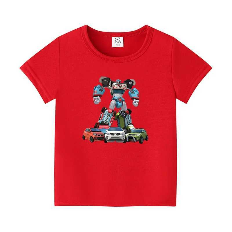 TシャツトボットエボリューショントランストランスロボットカープリントチルドレンTシャツ女の子服漫画の男の子と女の子のTシャツ夏の子供Topsl2404