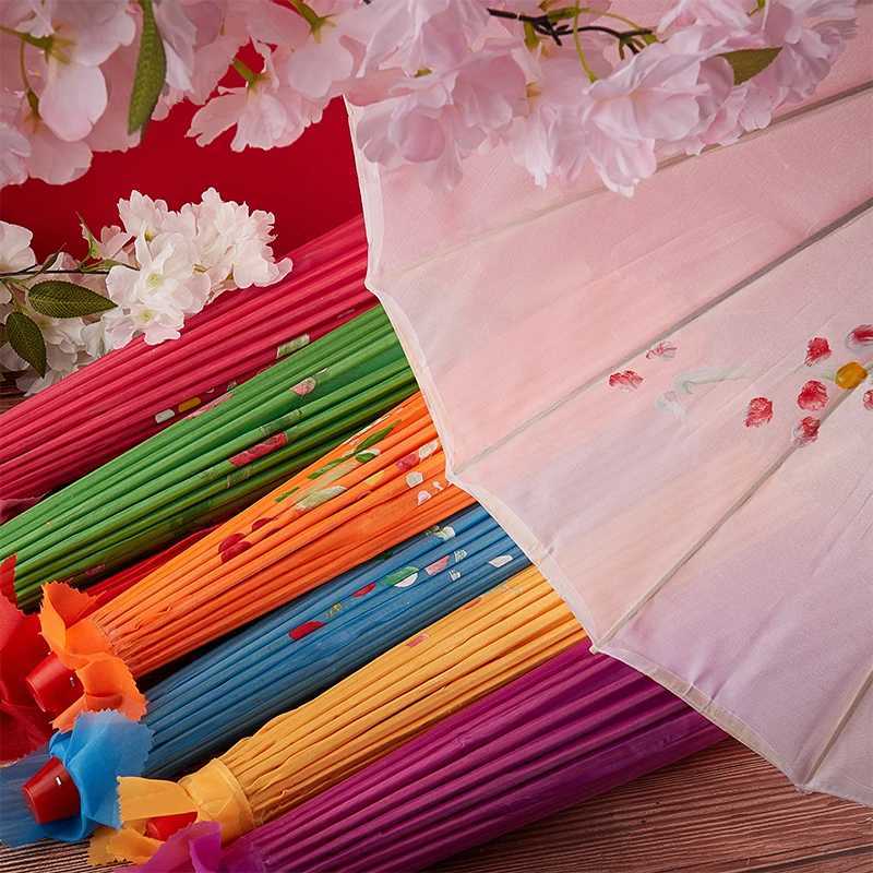 Paraplu's 82/84cm Zijde doek Vrouwen paraplu Japanse kersen bloesems oude dans paraplu decoratieve Chinese stijl oliepapier paraplu