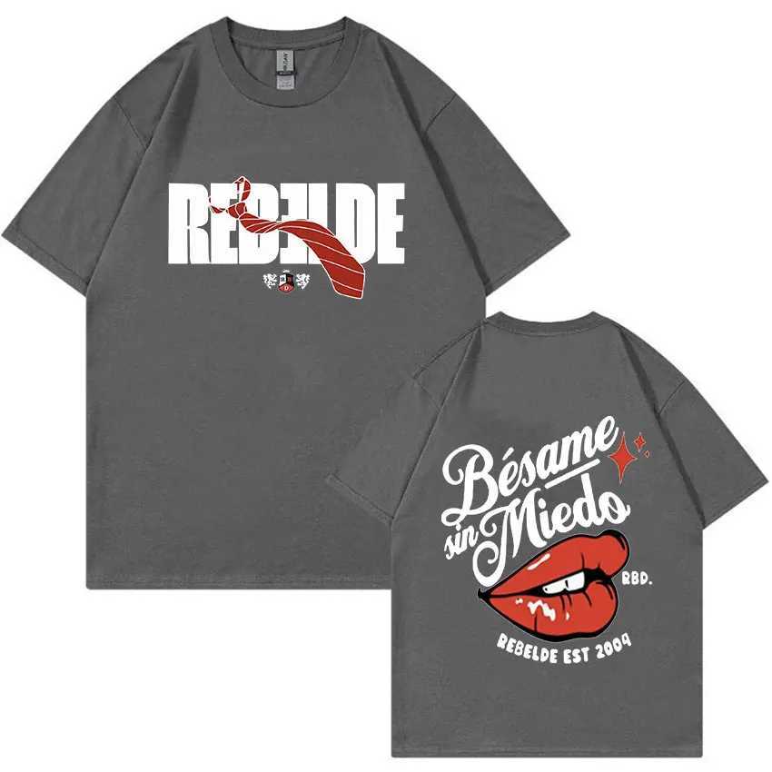 T-shirty męskie Rebelde RBD 2023 nowe czarne koszulki zabawne meksyk serialu telewizyjne graficzne T-shirt mężczyzn Women 100% bawełniany ponadgabarytowa koszulka Strtwear T240425