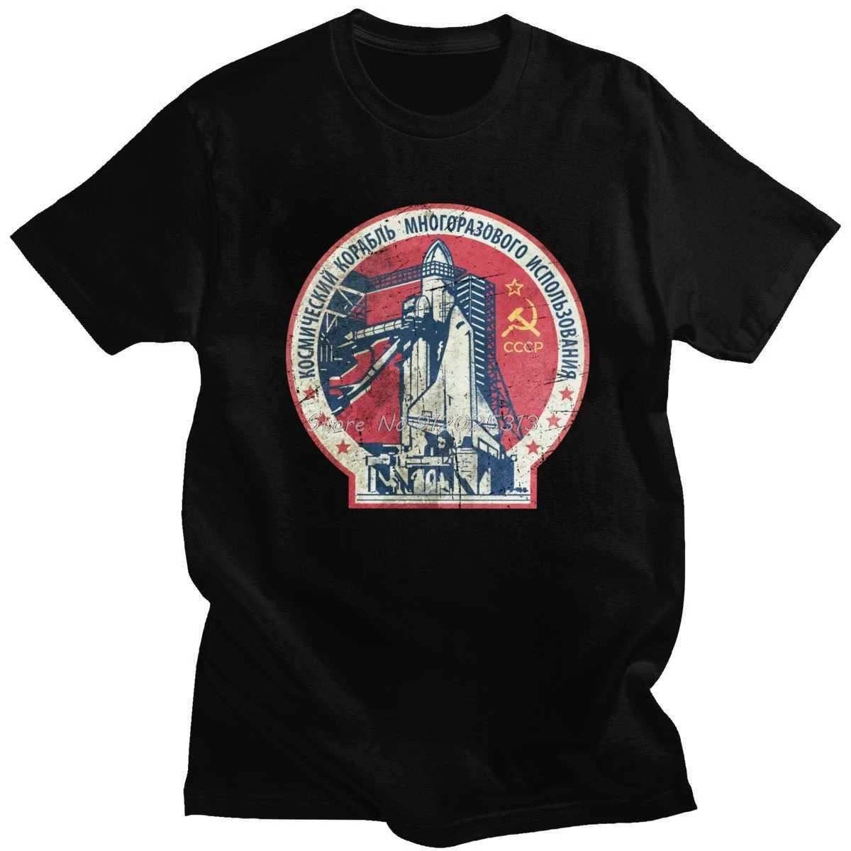 Magliette maschile maschile cccp russia shirt dell'Unione sovietica maglietta in cotone corto in cotone USSS Space Interkosmos Boctok Rocket Space Shuttle T240425