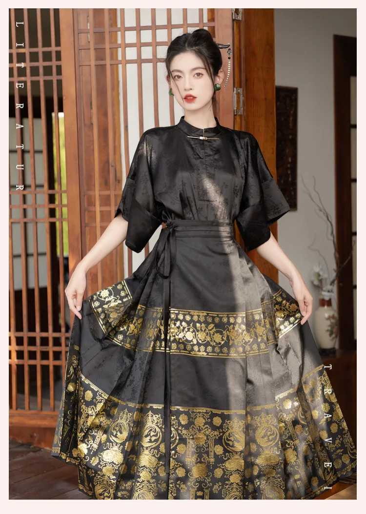 Vêtements ethniques Amélioration de la robe de style chinois Costume de luxe Black Gol