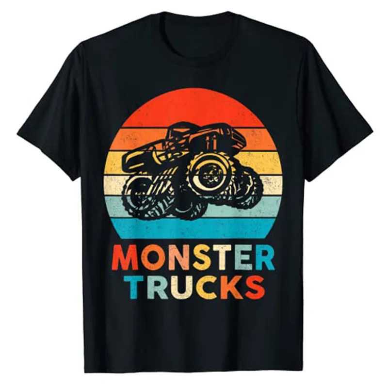 T-shirts masculins Camion monstre pour les tout-petits adultes garçons girls enfants t-shirt mignon camion amateur graphique t-shirt y2k top top à manches courte givell2403