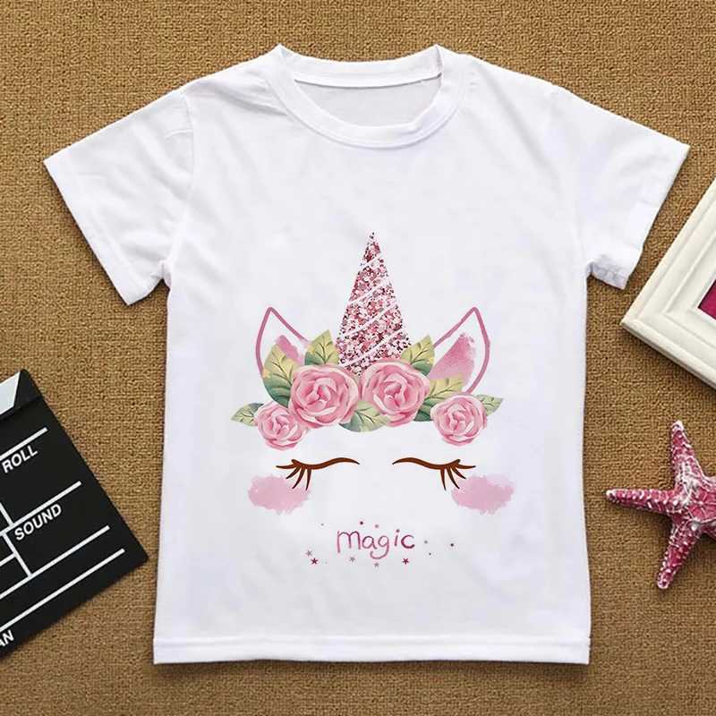 Camisetas de coruja fofa cartoon menina infantil t-shirt menina de verão unsicorn roupas de bebê camiseta de mangas novas roupas de roupas gráficas