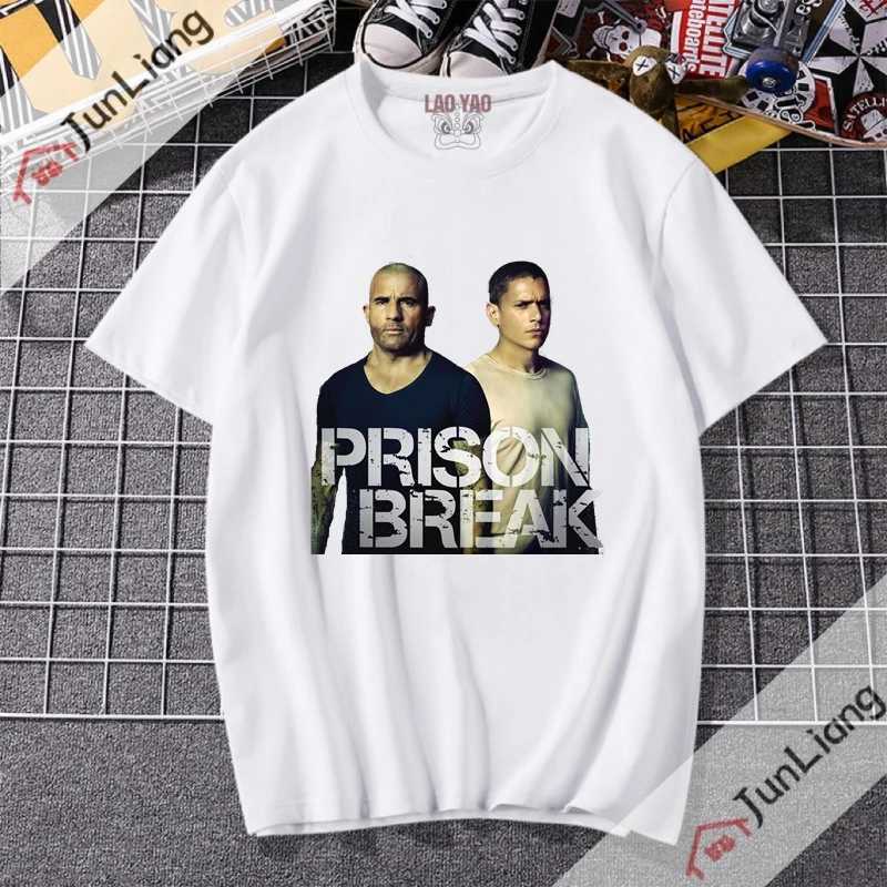 T-shirts masculins Michael Scofield Shirt Prison Rest Street Clothing TV Series Y2K Vêtements esthétiques T-shirt Surdimension