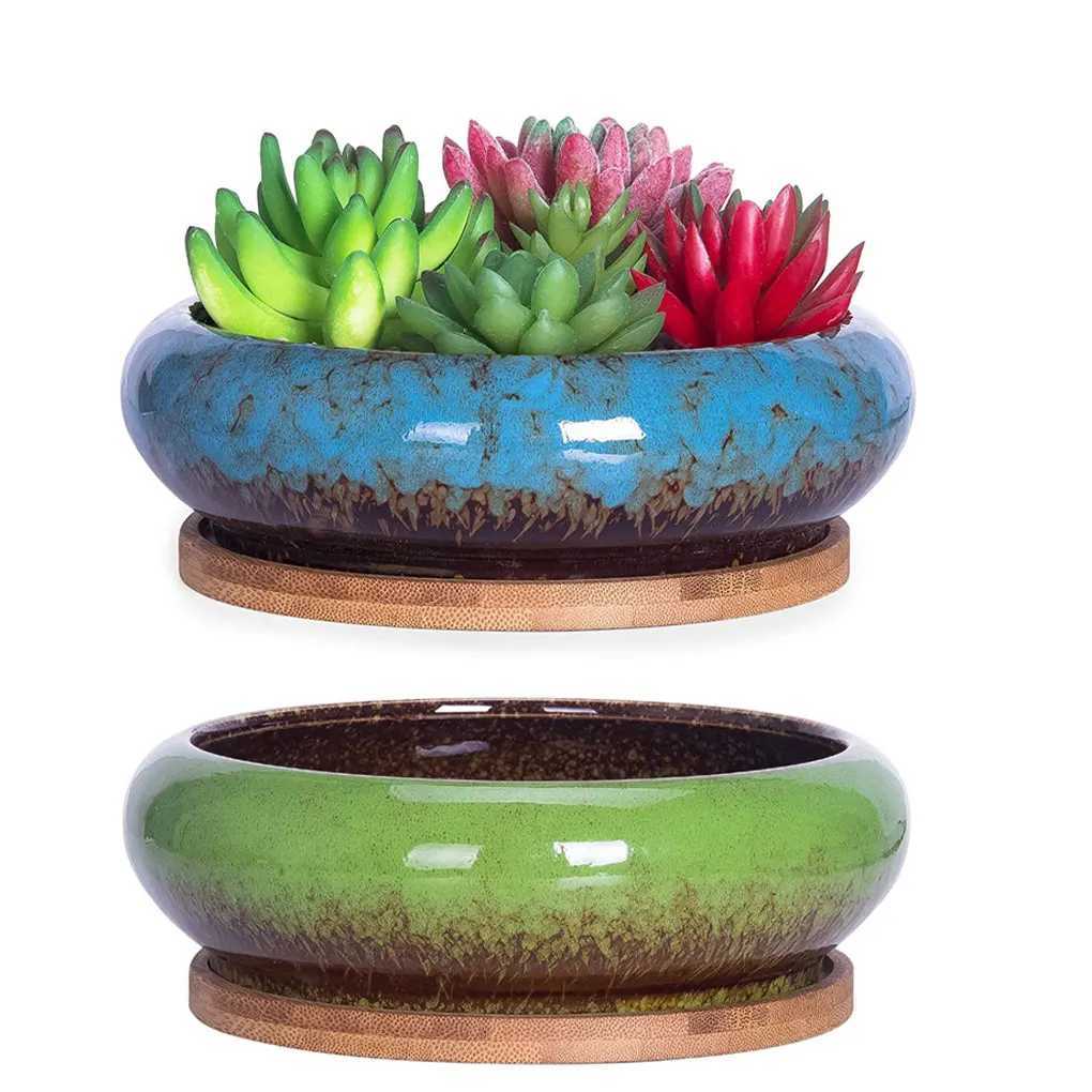 Pflanzer Töpfe Keramik Retro Keramik glasierte Bonsai -Topf kreativ und langlebig für Pflanzenbegeisterte Blumen Kräuter Q240429