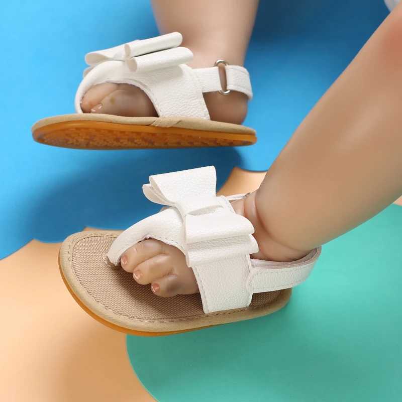 Sandales Nouveau Big Bow 0-18 mois Baby Princess Chaussures Sandales respirant et Chaussures de marche confortables240429