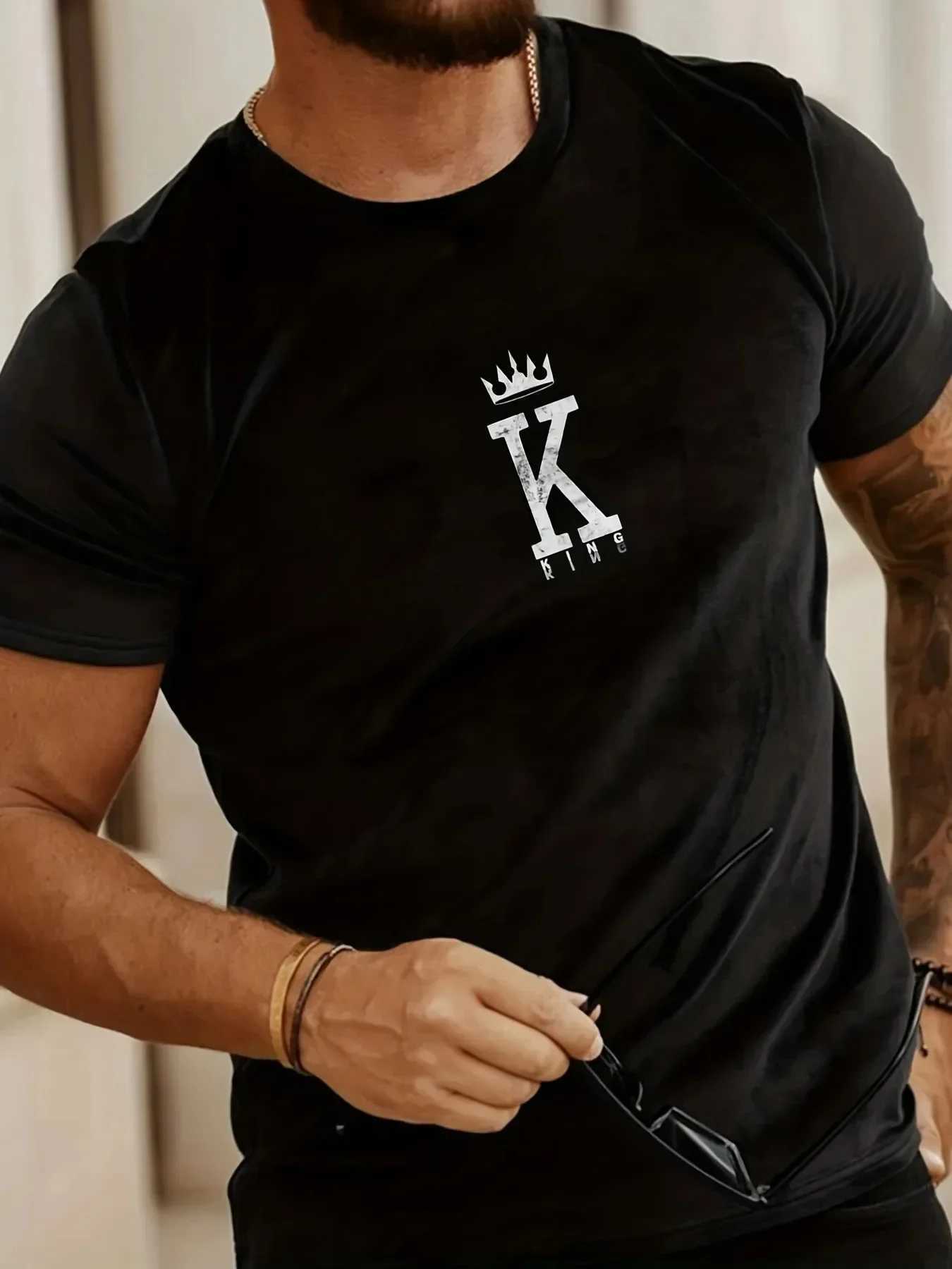 Męskie koszulki Wysokiej jakości klasyczna koszulka T Shirt Summerviased Cotton T-shirt Tops Gym Fitness Men Tshirt Casual Women Crew Szyjka Ubranie Y240429